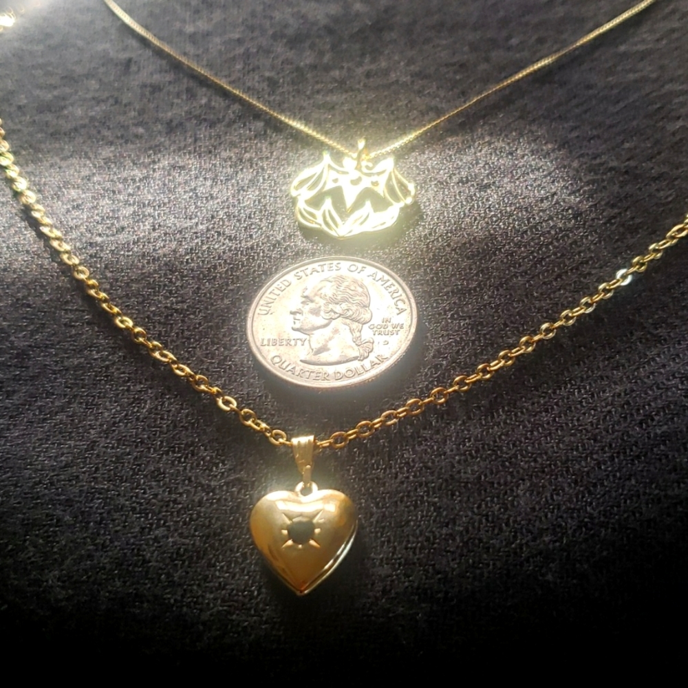 Lot of 2 adorable gold colored necklaces.